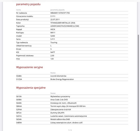 BMW Seria 5 cena 47500 przebieg: 187000, rok produkcji 2011 z Białystok małe 79